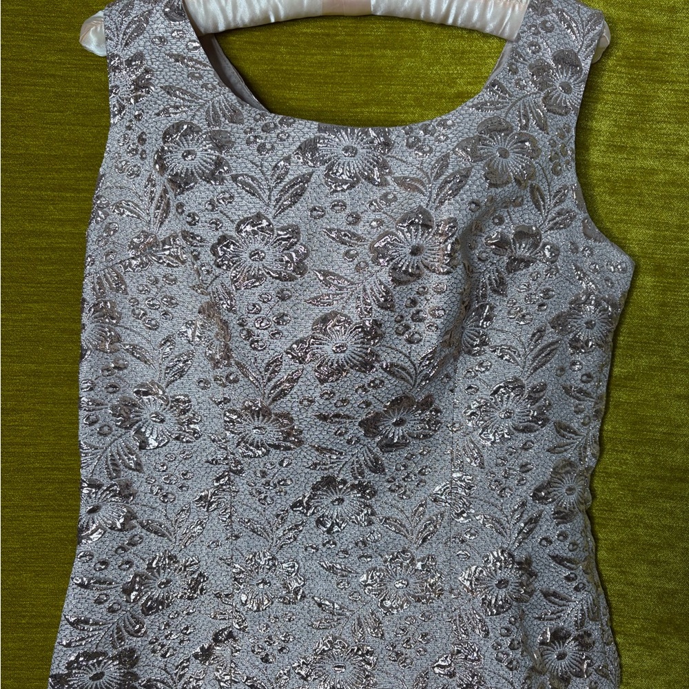Vintage 60s Floral Metallic Embroidered Cocktail Top